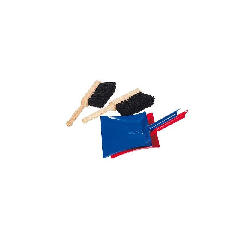 Pelle en métal avec 1 balayette en poils pour enfant