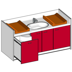 Table à langer avec escalier sur mesure 1 cuve 200 cm - Papouille