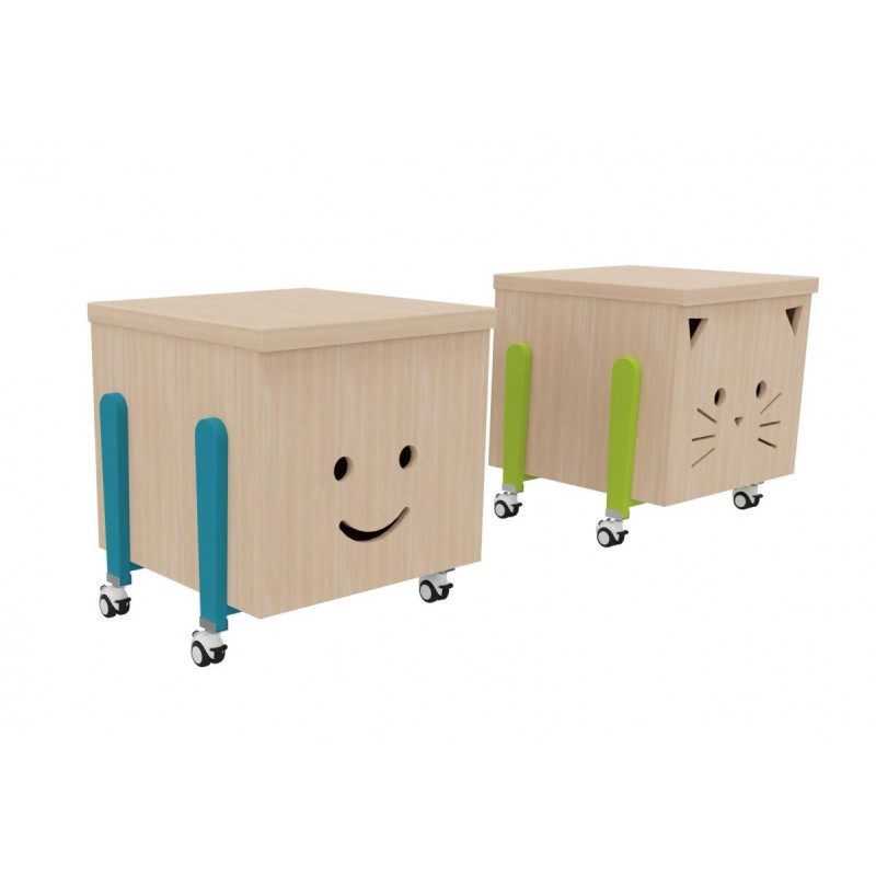 Coffre à jouets mobile sur roulettes rigolo - Papouille