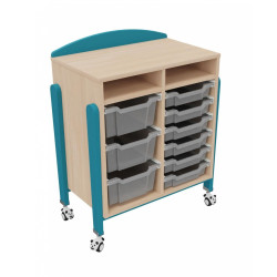 Meuble mobile a roulette 9 bacs tiroirs vernis - Papouille