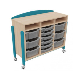Meuble mobile a roulettes 12 bacs tiroirs vernis - Papouille