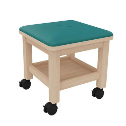 Tabouret garni mobil a roulette vernis - Papouille