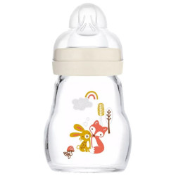 Biberon Verre 170ml 0 à 6 mois Tétine Débit 1 aqua - Papouille