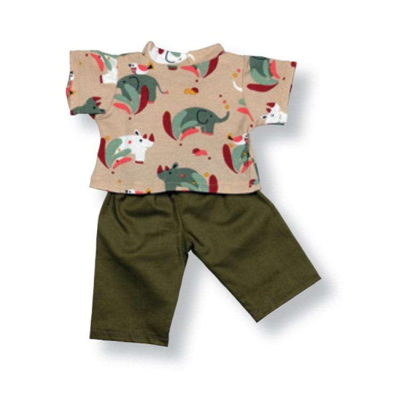 Pantalons et t-shirt pour Poupon 30 cm kaki - Papouille