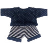 T-shirt et short Poupon 40 cm bleu marine - Papouille
