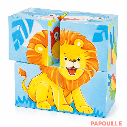 Puzzle de cubes animaux sauvages - Papouille