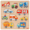 Puzzle à encastrer en bois avec bouton véhicule  - Papouille