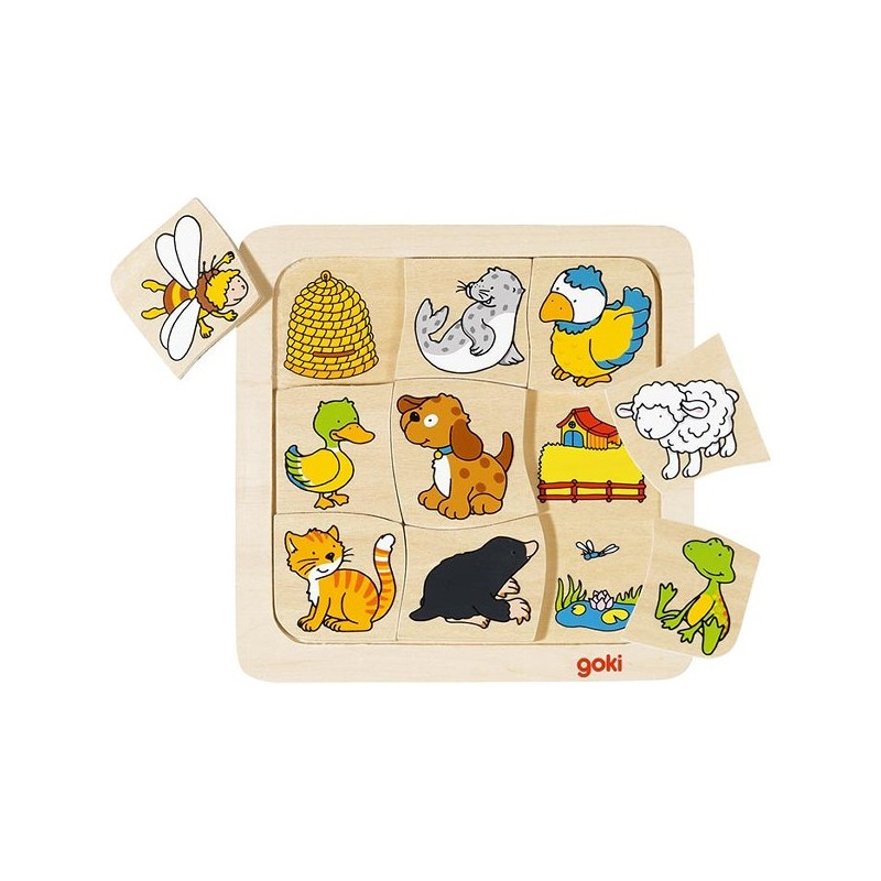 Puzzle en bois - Qui vit où ? - Papouille