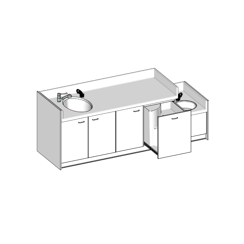 Table à langer 1 baignoire sabot + 1 lave main 2650x850mm - Papouille