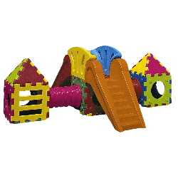 Grande aire de jeux cubique avec toboggan   - Papouille