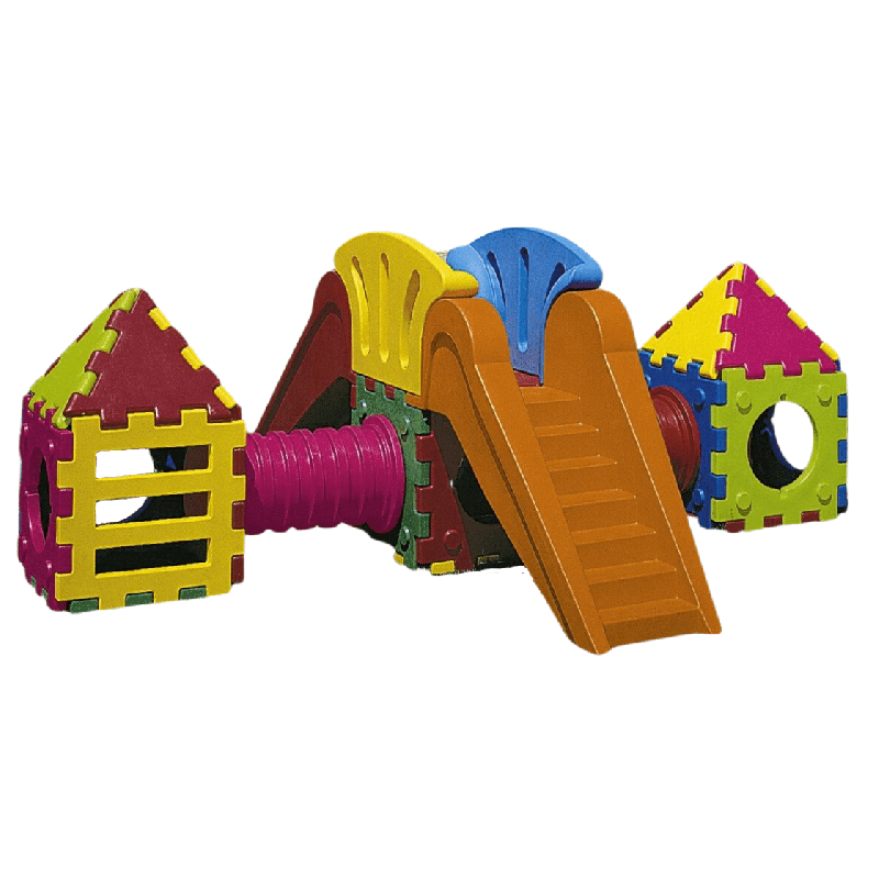 Grande aire de jeux cubique avec toboggan   - Papouille