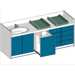 Table à langer 1 cuve 2 plans de change 250 cm - Papouille