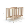 Lit bébé 60x120 simple Naturel  sans traitement ni peinture - Papouille