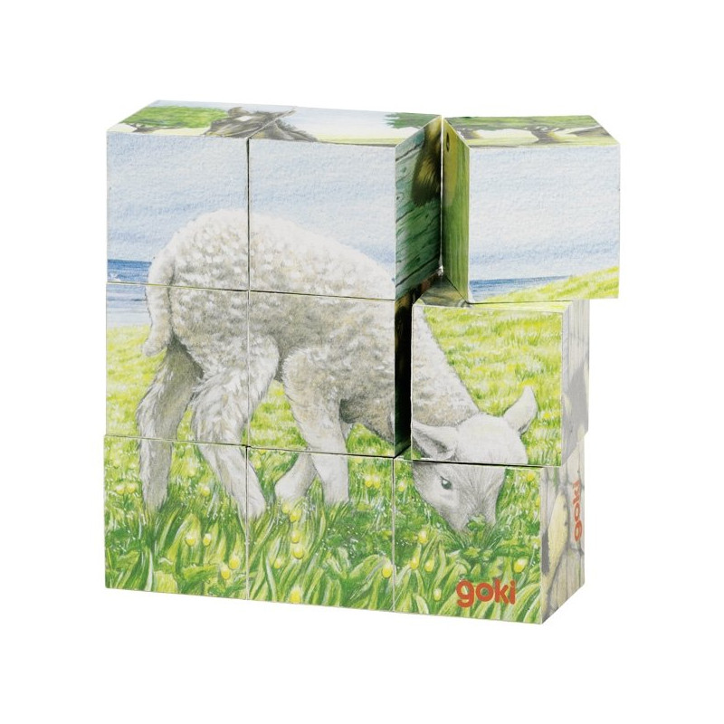 Puzzle de cubes, animaux de la ferme - Papouille
