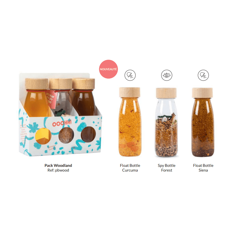 Pack de 3 bouteilles sensorielles : Float curcuma, sienne et - Papouille