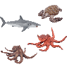 4 Figurines les Animaux Marins 10 mois et plus - Papouille