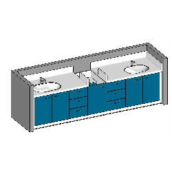 Meuble de change 2 cuves - 3440 x 700mm - Papouille