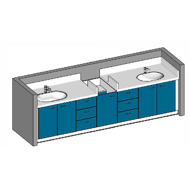 Meuble de change 2 cuves - 3440 x 700mm - Papouille