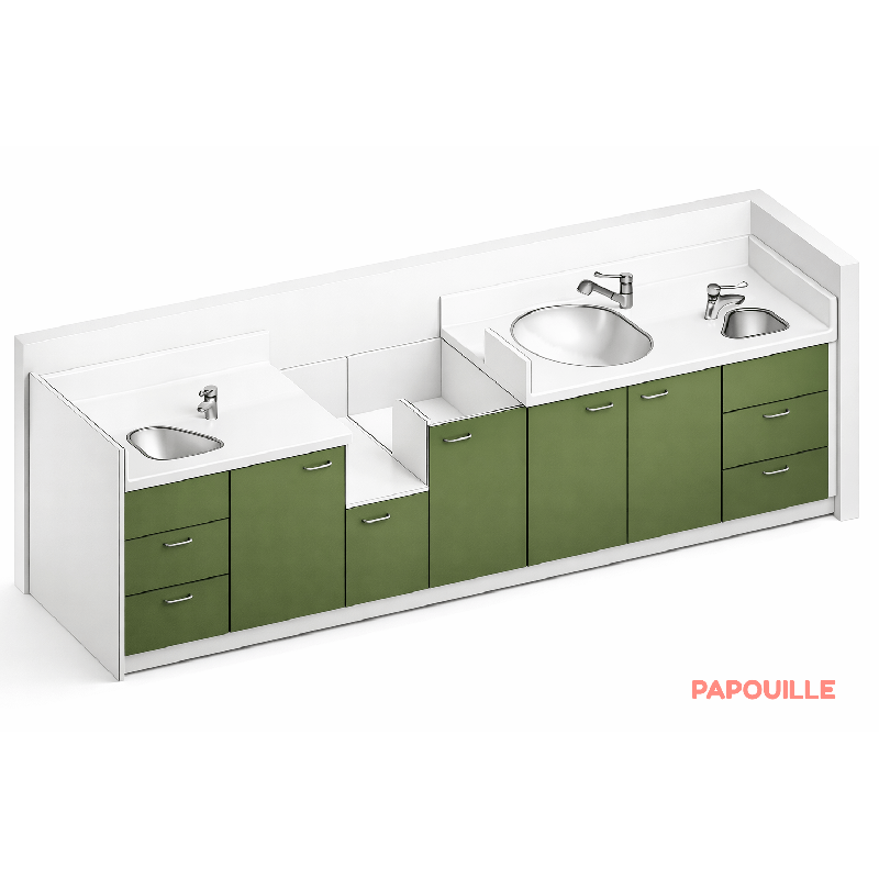 Meuble à langer 1 baignoire, 2 lavabos, 1 change debout - 33 - Papouille