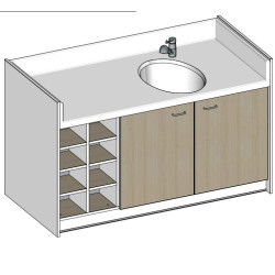 Meuble de change 1 baignoire, 8 casiers - 169 cm x 85 cm - Papouille