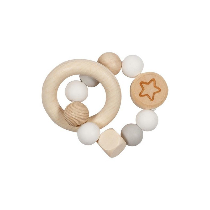 Hochet flexible étoile, gris blanc naturel - Papouille