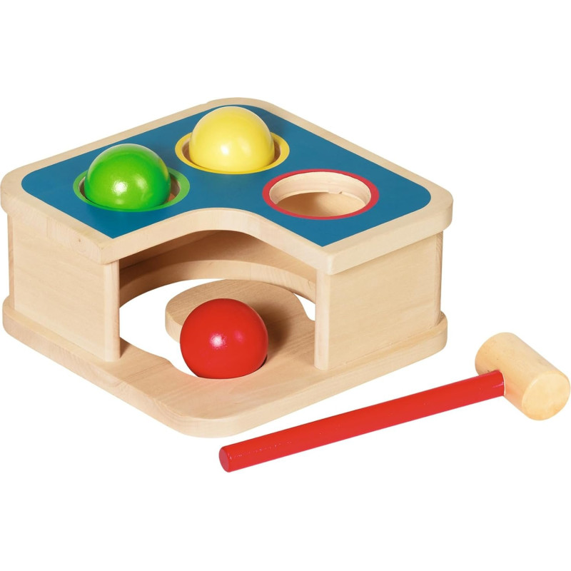 Jeu de maillet et toboggan à boules en bois - Papouille