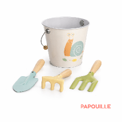 Seau avec outils de jardin, motif escargot - Papouille