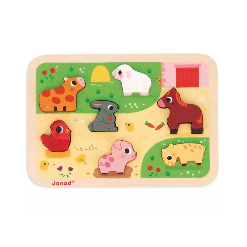 Puzzle 7 pièces - les animaux de la ferme - Papouille