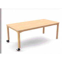 Table en bois à roulettes 120 x 60 cm T3 - Naturel - Papouille