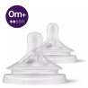 Lot de 2 tétines 3m+ 3 trous débit moyen avent natural - Papouille