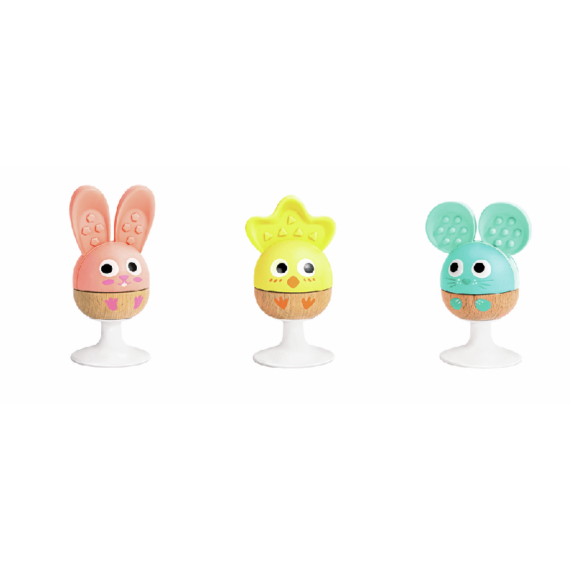 3 hochets à ventouse - animaux - Papouille