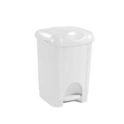 Poubelle à pédale Blanc Couvercle gris - 16 litres - Papouille