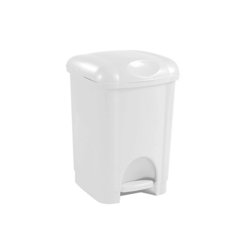 Poubelle à pédale Blanc Couvercle gris - 16 litres - Papouille