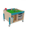 Meuble table activite a roulettes rangement vernis - Papouille
