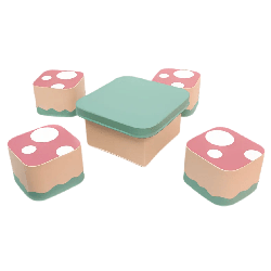 Ensemble de table et tabourets champignons - Papouille