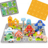 blocs à empiler 100 pièces + tapis la ville - Papouille