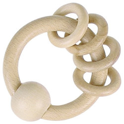 Hochet en bois - 4 anneaux  - Papouille