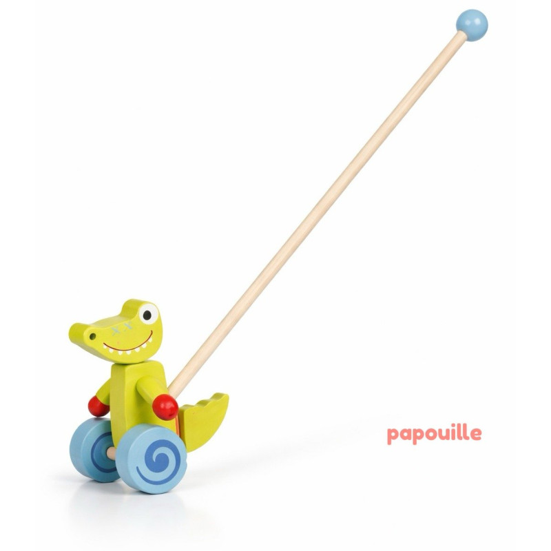 Crocodile à pousser - en bois - Papouille