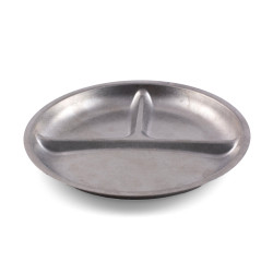 Assiette ronde 3 compartiments - Inox micro-ondable - Papouille