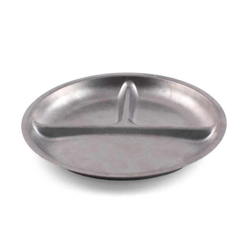 Assiette ronde 3 compartiments - Inox micro-ondable - Papouille