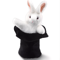 Grande marionnette - Lapin en chapeau de magicien  - Papouille