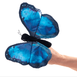 Marionnette à doigt - Papillon Morpho bleu - Papouille