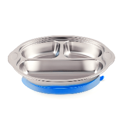Assiette 3 compartiments avec ventouse - Bleu - Papouille