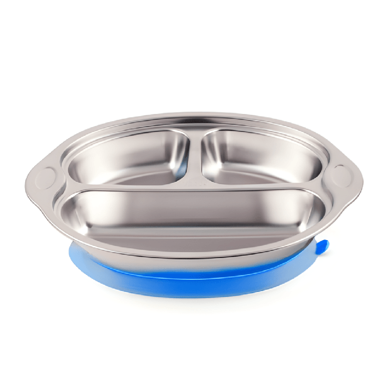 Assiette 3 compartiments avec ventouse - Bleu - Papouille