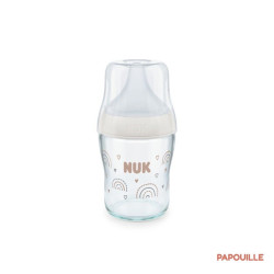 Biberon NUK en verre avec tétine en silicone - 120 ml  - Papouille