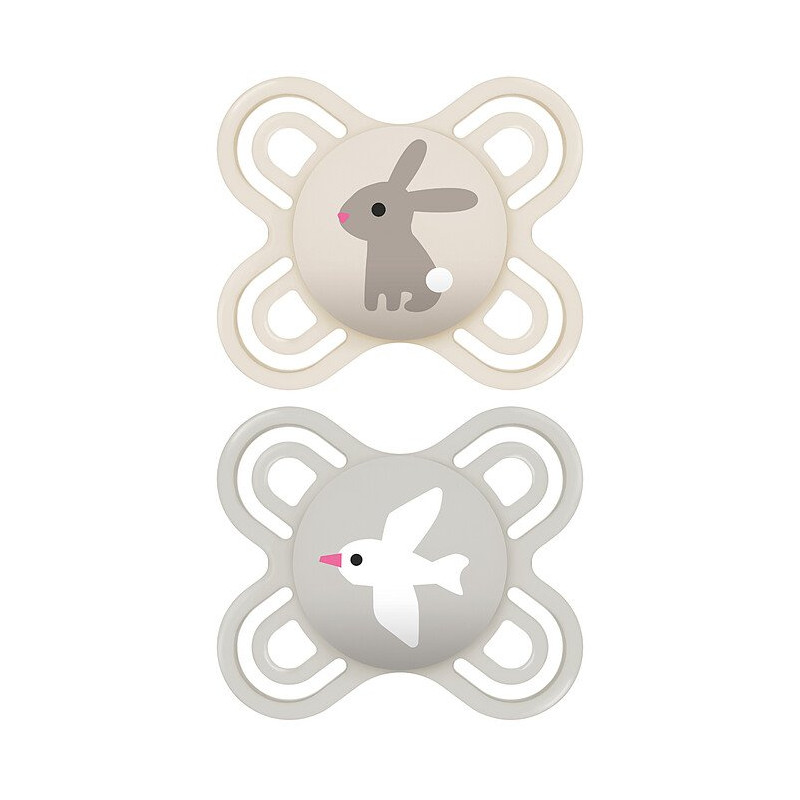 2 sucettes silicone 0-2 mois - MAM - Papouille