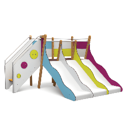 Structure de jeux 3 toboggans - Tobo'Gliss fixations courtes - Papouille