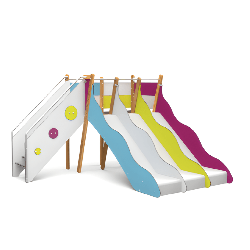 Structure de jeux 3 toboggans H 114 cm - Tobo'Gliss fixation - Papouille