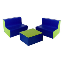 2 Banquettes en mousse 2 places avec table hauteur 25 cm - Papouille