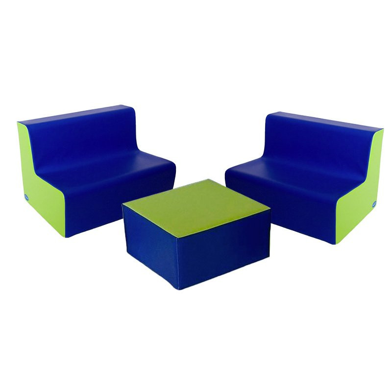 2 Banquettes en mousse 2 places avec table hauteur 25 cm - Papouille